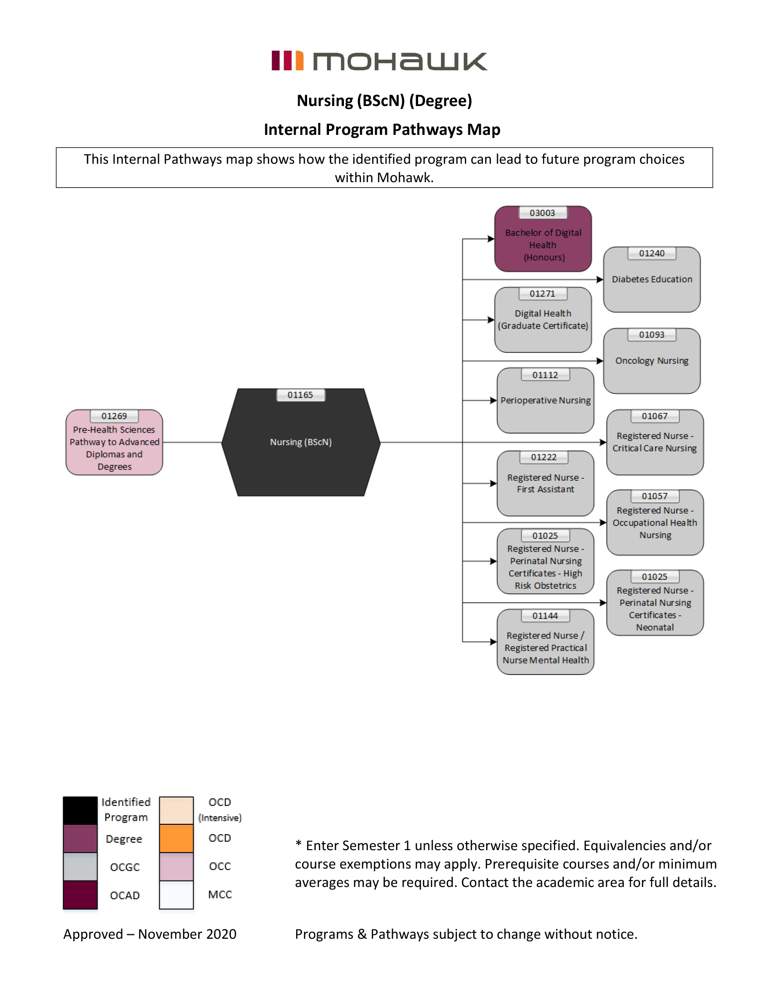 Mohawk College Nursing Internal Program Pathway